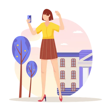 Women take selfie  Illustration