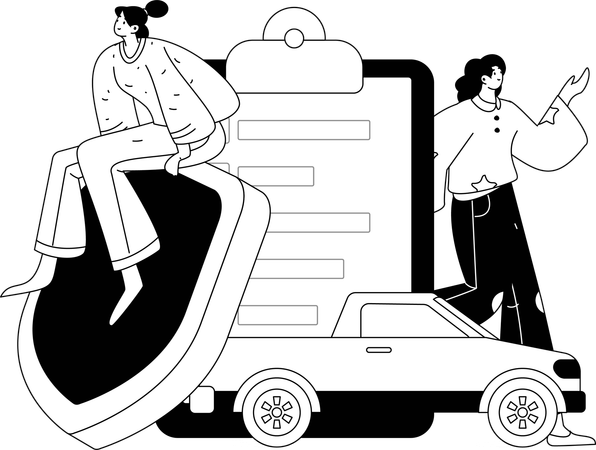 Women takes risk insurance  Illustration