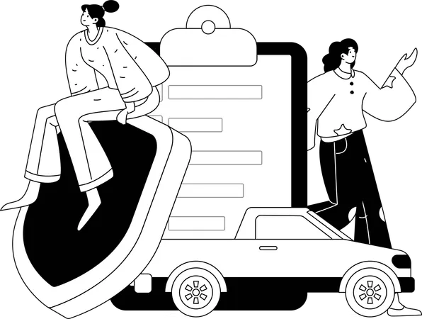Women takes risk insurance  Illustration