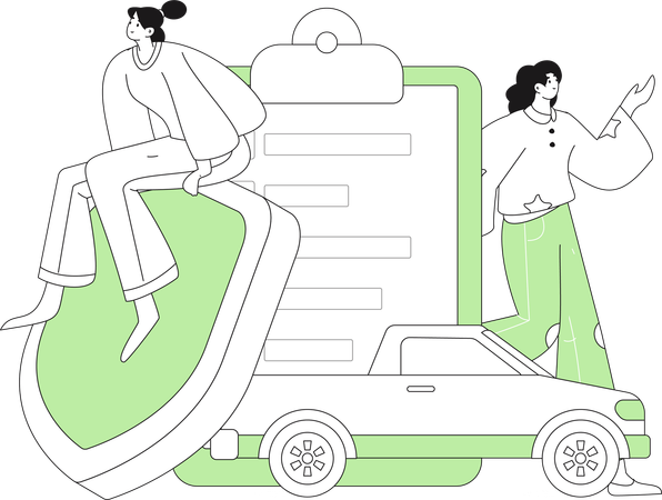 Women takes risk insurance  Illustration