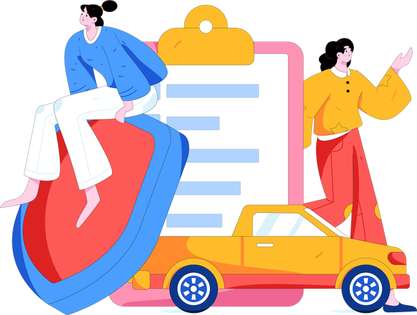 Women takes risk insurance  Illustration