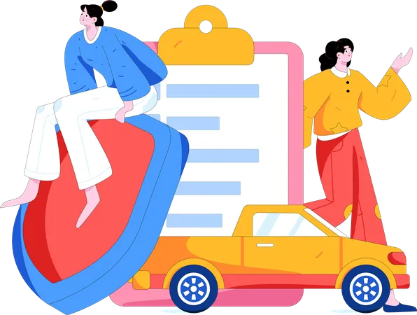 Women takes risk insurance  Illustration