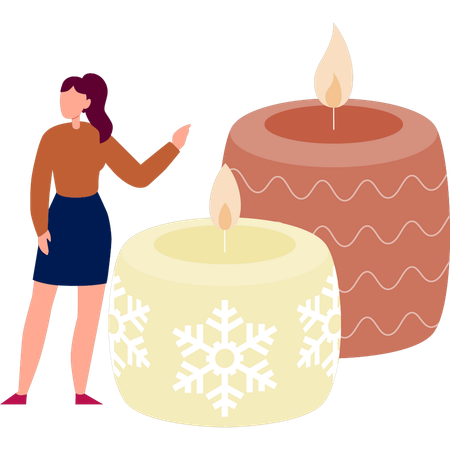 Women talking about coloured candles  Illustration