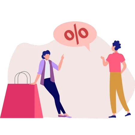 Women talking about discount offer  Illustration