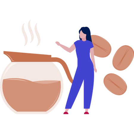 Women talking about hot coffee  Illustration