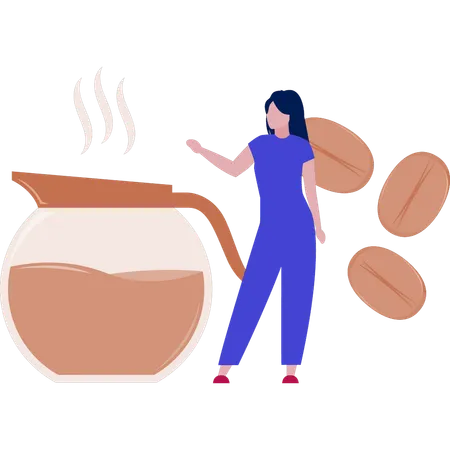 Women talking about hot coffee  Illustration