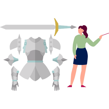 Women talking about knight armour  Illustration