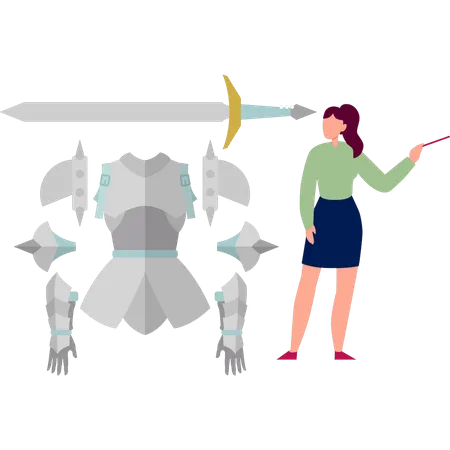 Women talking about knight armour  Illustration