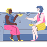 women talking each other illustrations