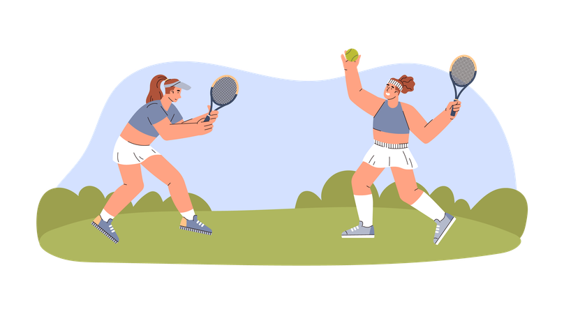 Women tennis tournament scene  Illustration