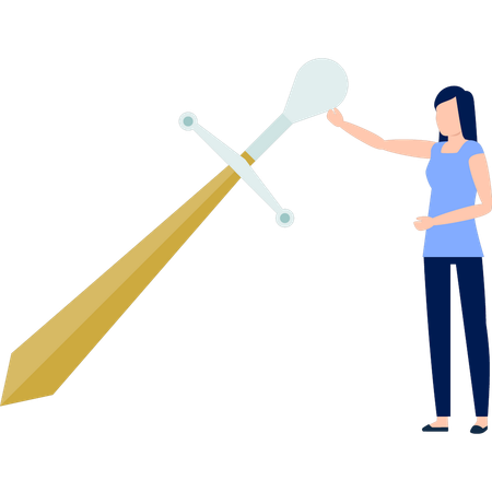 Women touching  sword  Illustration