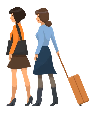 Women traveller with luggage  Illustration