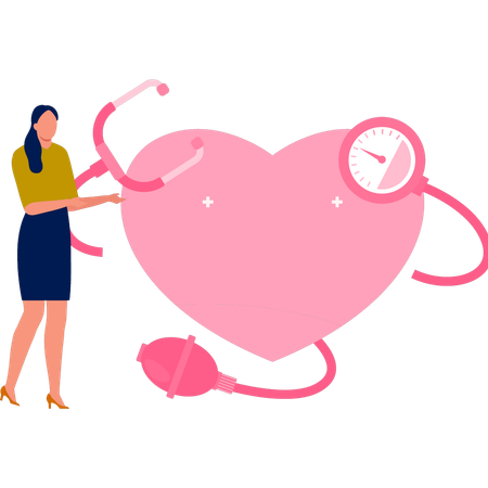 Women treating heart  Illustration