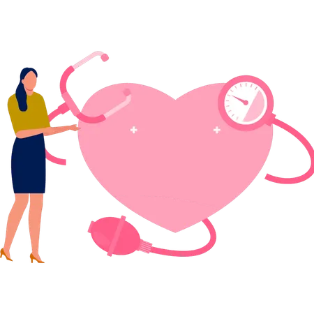 Women treating heart  Illustration