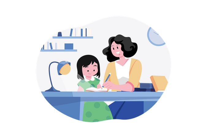 Women tutors teaching at home  Illustration
