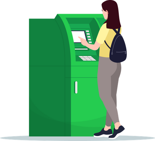 Women using ATM Illustration
