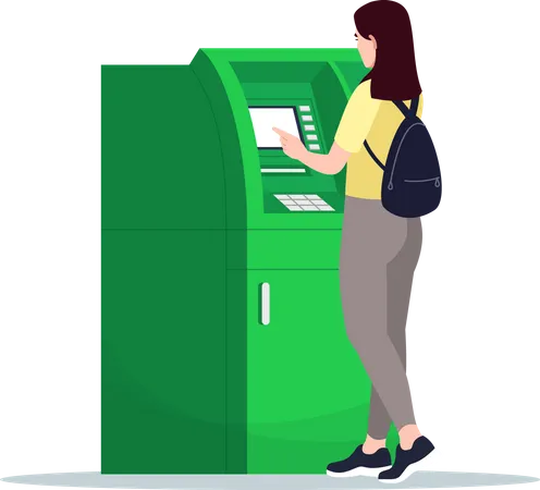 Women using ATM  Illustration