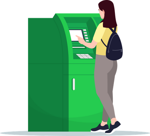 Women using ATM  Illustration