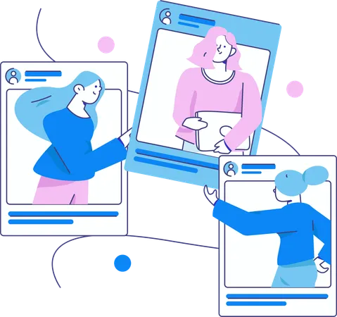 Women Using Social Media  Illustration