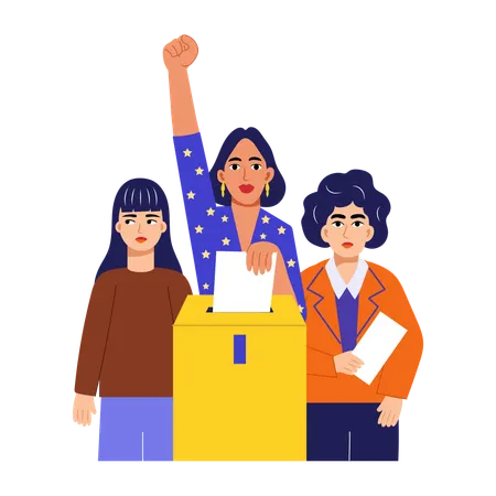 Women voting in election  Illustration