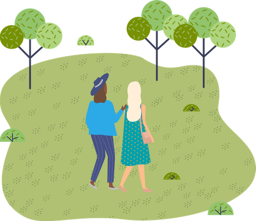 Women walk in the park  Illustration