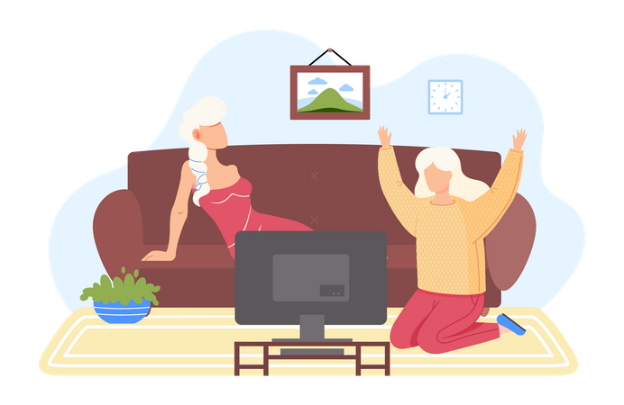 Women watching television  Illustration