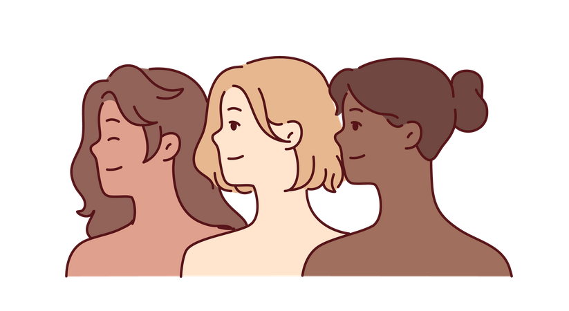 Women with different skin types  Illustration