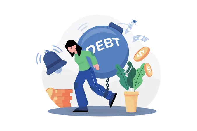 Women With Financial Debt Illustration Concept A Flat Illustration Isolated On White Background Illustration