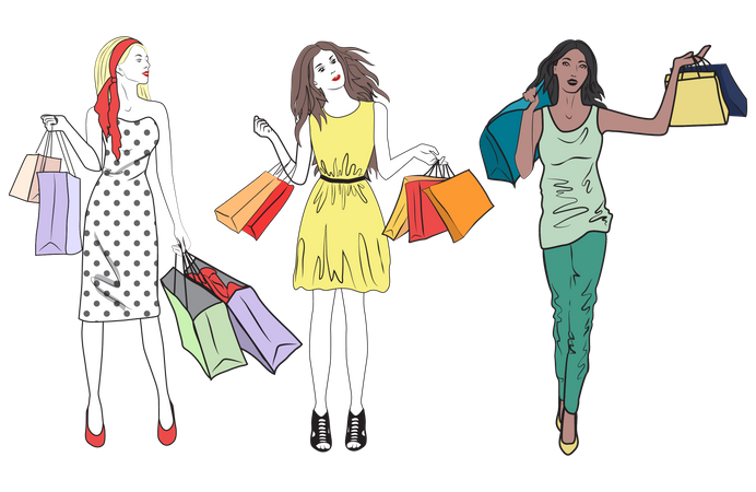 Women with shopping bag Illustration
