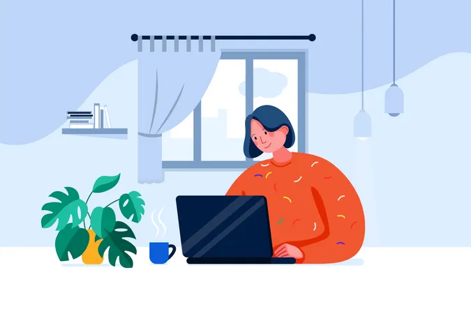 Women Working From home Illustration