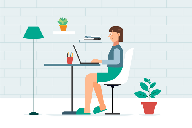 Women working from Home Illustration