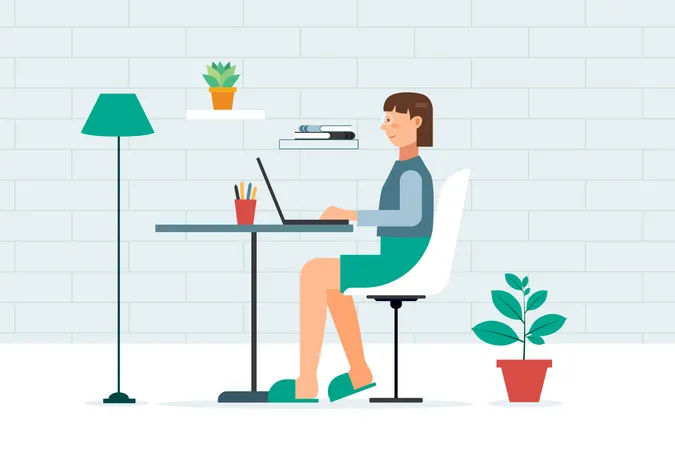 Women working from Home Illustration