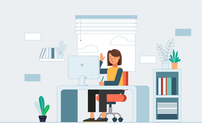 Women Working From Home Illustration