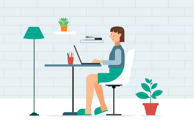 Women working from Home  Illustration