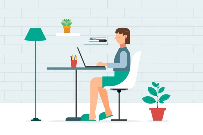 Women working from Home  Illustration