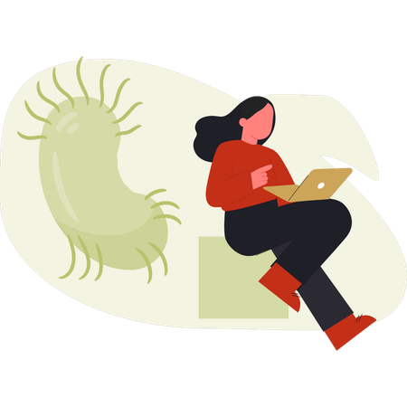 Women working on bacteria virus  Illustration