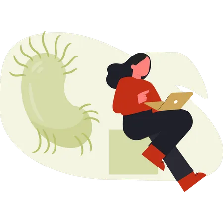 Women working on bacteria virus  Illustration