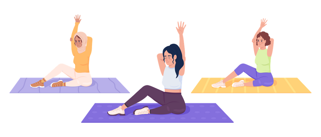 Women working out together  Illustration