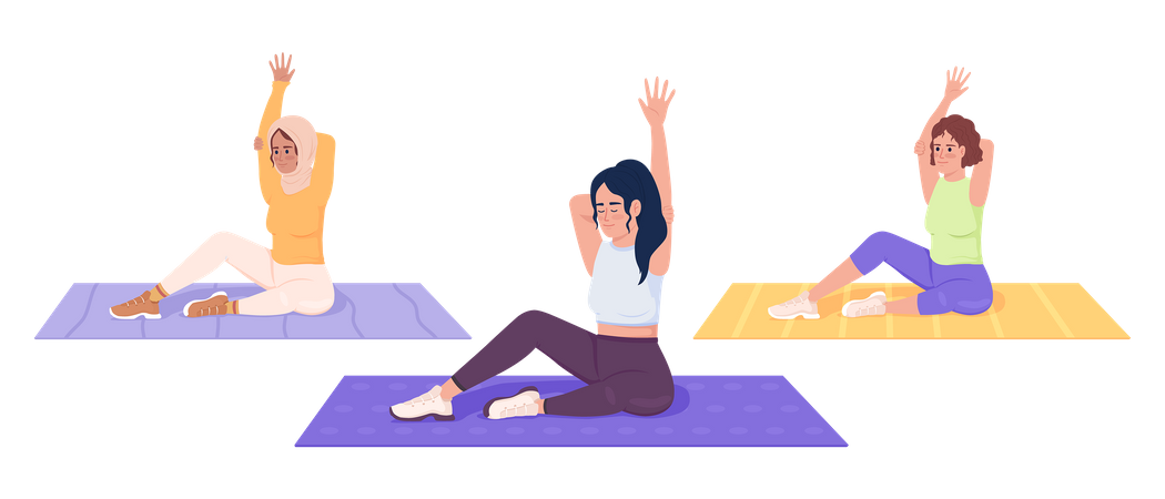 Women working out together  Illustration