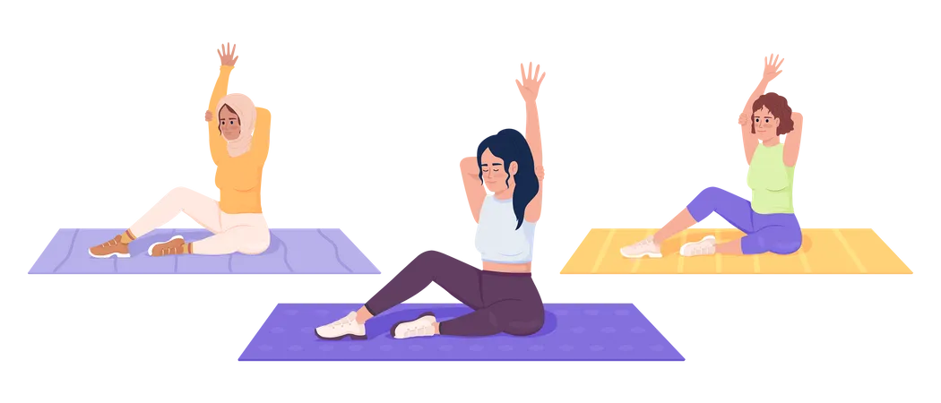 Women working out together  Illustration