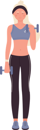 Womens Gym Trainer with dumbbell  Illustration