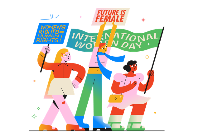 Women's Rights Protest on International Women's Day  Illustration