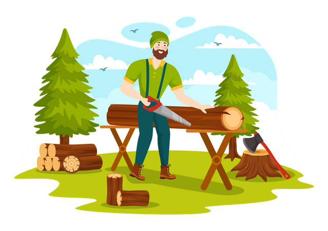 Wood Cutting  Illustration