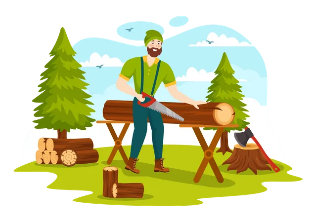 Wood Cutting  Illustration