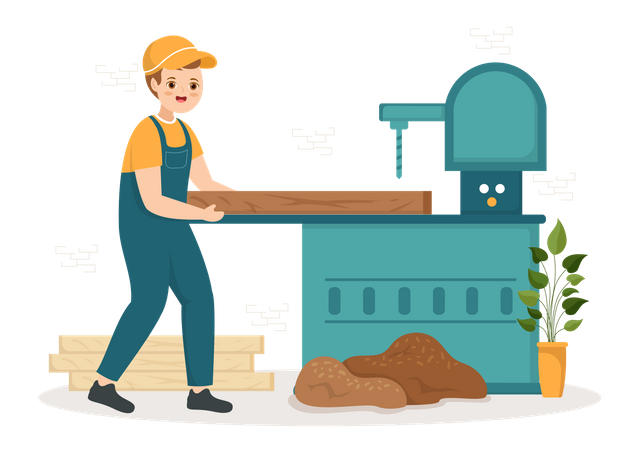 Wood Cutting  Illustration