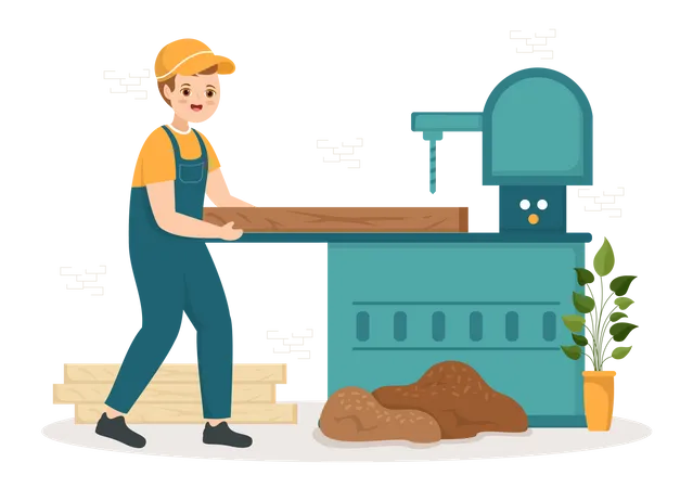 Wood Cutting  Illustration