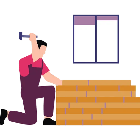 The Carpenter Is Working Illustration