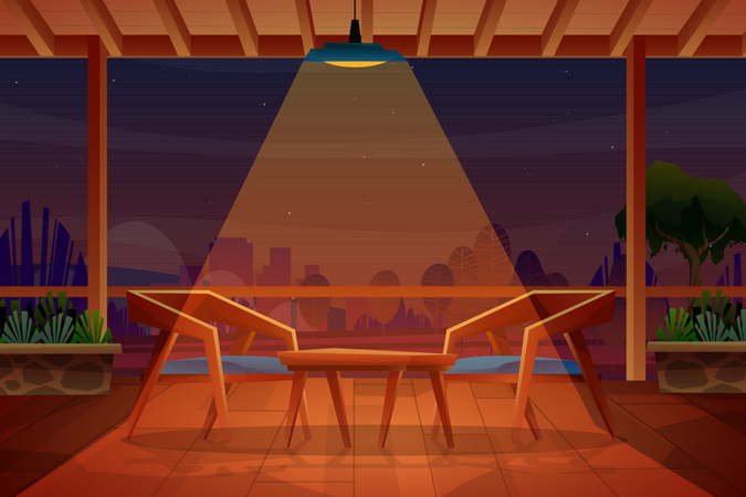 Wooden chair and table  Illustration