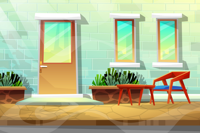 Wooden chair and table Illustration