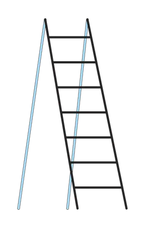 Wooden Ladder Flat Line Color Isolated Vector Object Folding Step Ladder Editable Clip Art Image On White Background Simple Outline Cartoon Spot Illustration For Web Design Illustration